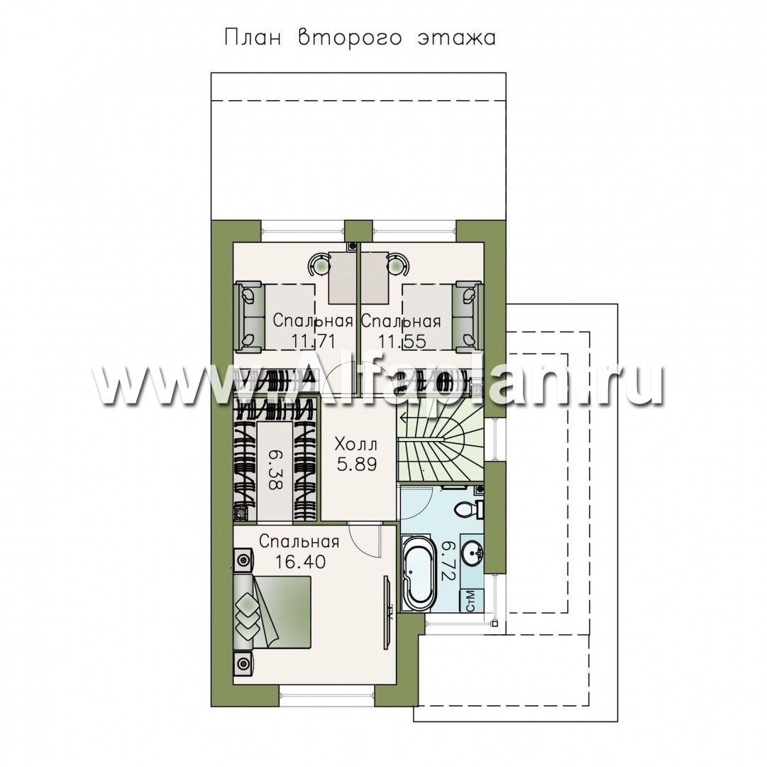 Проекты домов Альфаплан - «Западный бриз» - рациональный дом с комнатой на первом этаже - изображение плана проекта №2
