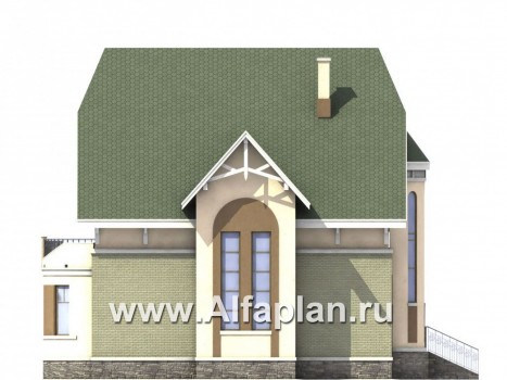 Проекты домов Альфаплан - «Барби-Холл»  - коттедж с полукруглым эркером - превью фасада №3