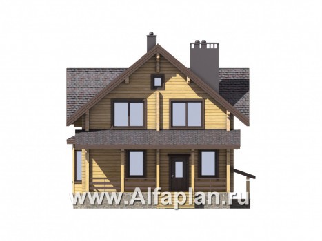 Проекты домов Альфаплан - Компактный деревянный дом с цоколем - превью фасада №1