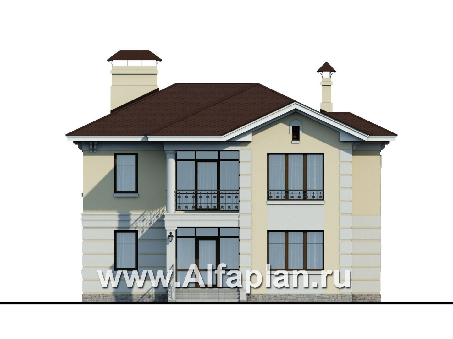 Проекты домов Альфаплан - «Репутация» - дом с аристократическими фасадами - изображение фасада №1