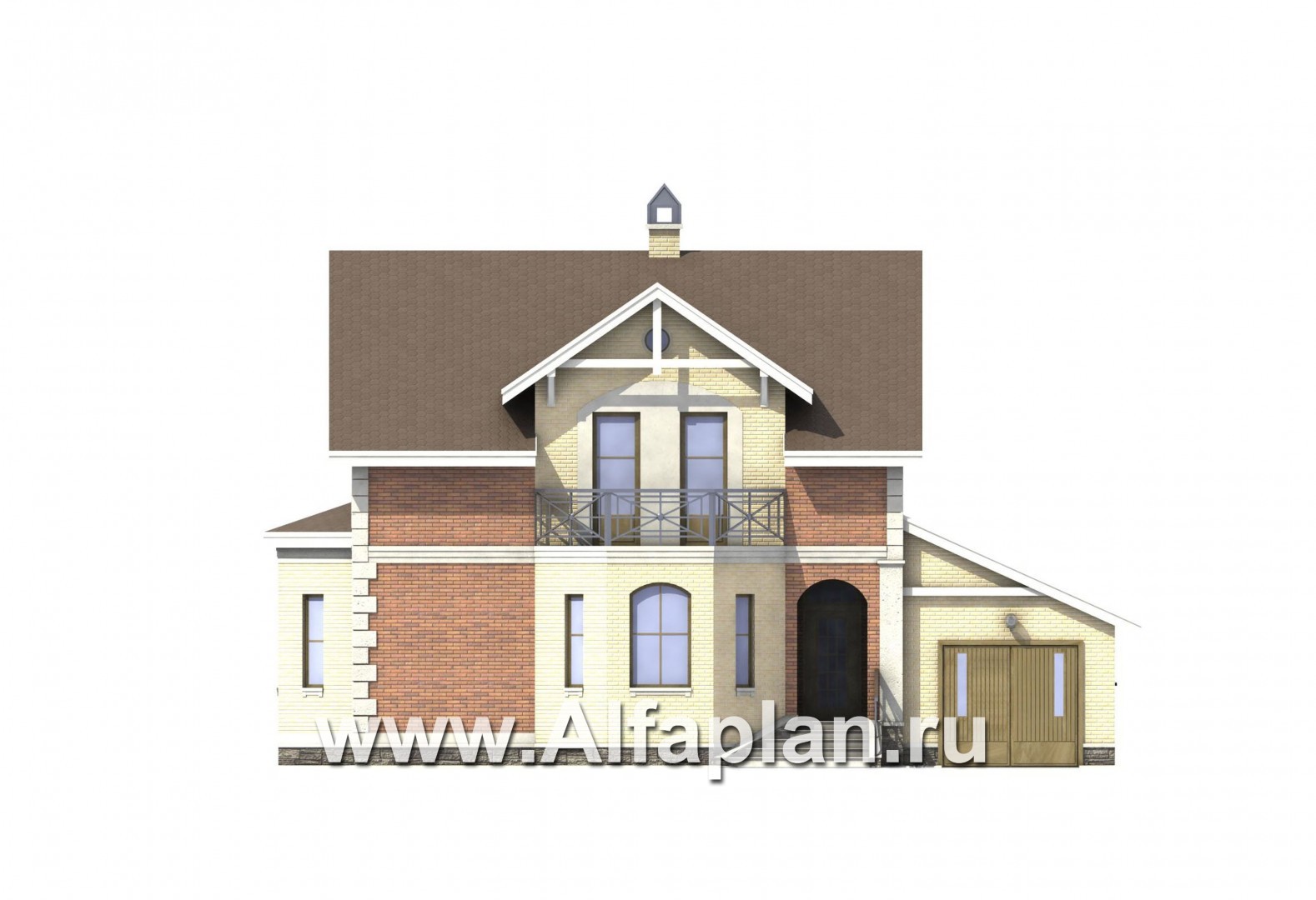Проекты домов Альфаплан - «Нанси» - рациональный коттедж с гаражом - изображение фасада №1