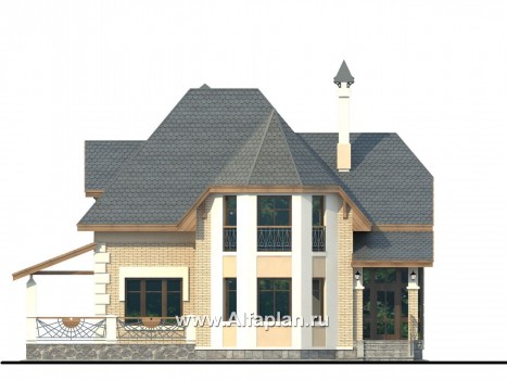 «Клио» - красивый проект дома с мансардой, с эркером и с террасой - превью фасада дома