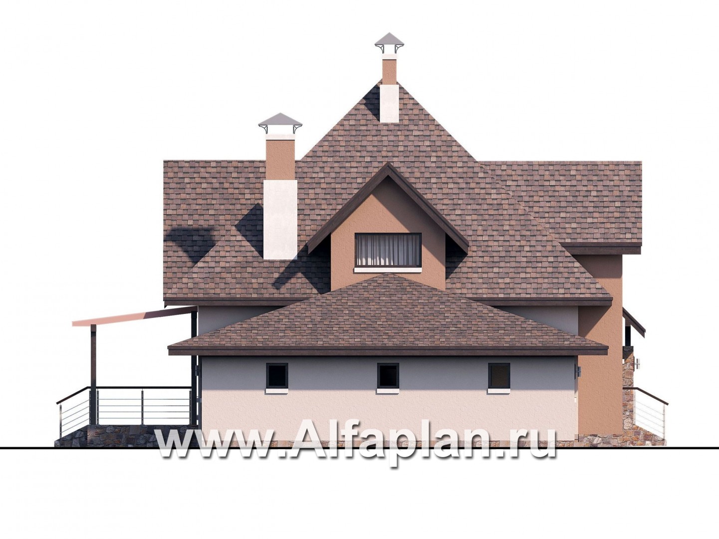 Проекты домов Альфаплан - «Орион» - современный мансардный дом с гаражом - изображение фасада №3
