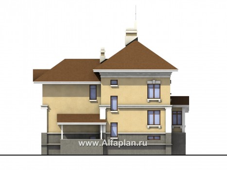 Проекты домов Альфаплан - Дом из газобетона «Флоренция» в стиле итальянского Возрождения - превью фасада №4