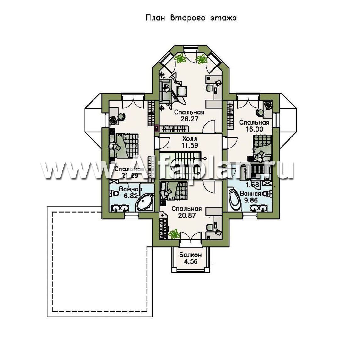 Проекты домов Альфаплан - «Петровское барокко»- двухэтажный коттедж с гаражом на два автомобиля - изображение плана проекта №2