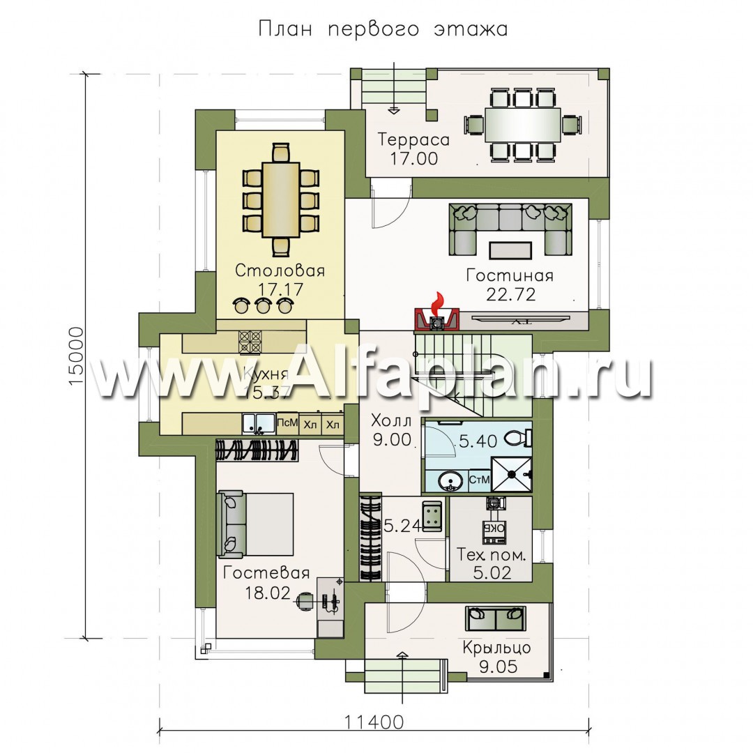 Проекты домов Альфаплан - «Эридан» - современный стильный дом с террасой - изображение плана проекта №1