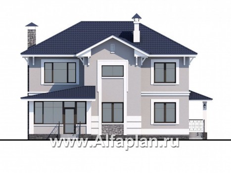 Проекты домов Альфаплан - «Семь ветров» - двухэтажный коттедж с комфортной планировкой - превью фасада №4