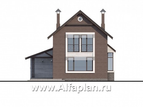 «Эль-Ниньо» - проект дома с мансардой в скандинавском стиле, с террасой, для узкого участка - превью фасада дома