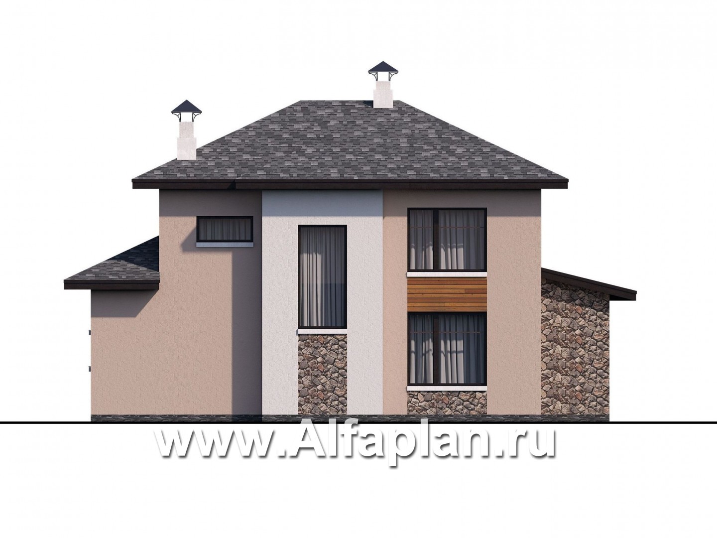 Проекты домов Альфаплан - «Стимул» - рациональный загородный дом с просторной гостиной - изображение фасада №4