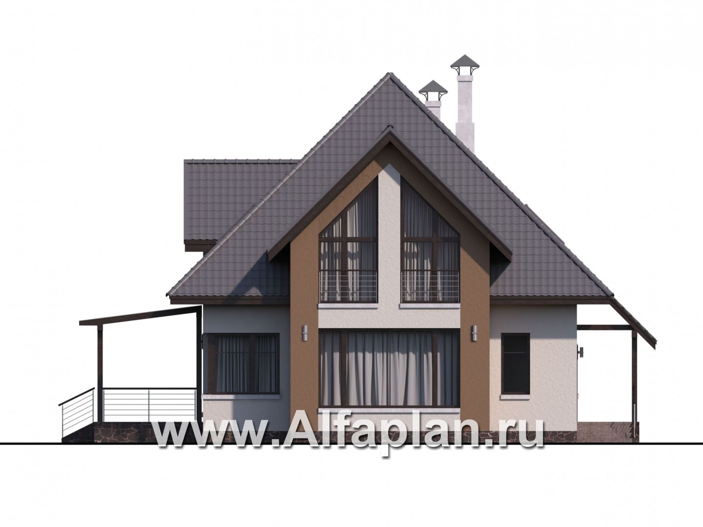 Проекты домов Альфаплан - «Гемма»  - современный мансардный дом - изображение фасада №1