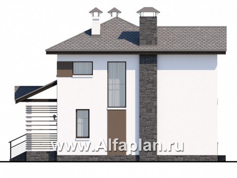 Проекты домов Альфаплан - Двухэтажный дом из кирпича «Панорама» - превью фасада №2