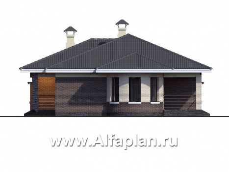 Проекты домов Альфаплан - «Вуокса» - одноэтажный дом с просторной гостиной-столовой - превью фасада №2