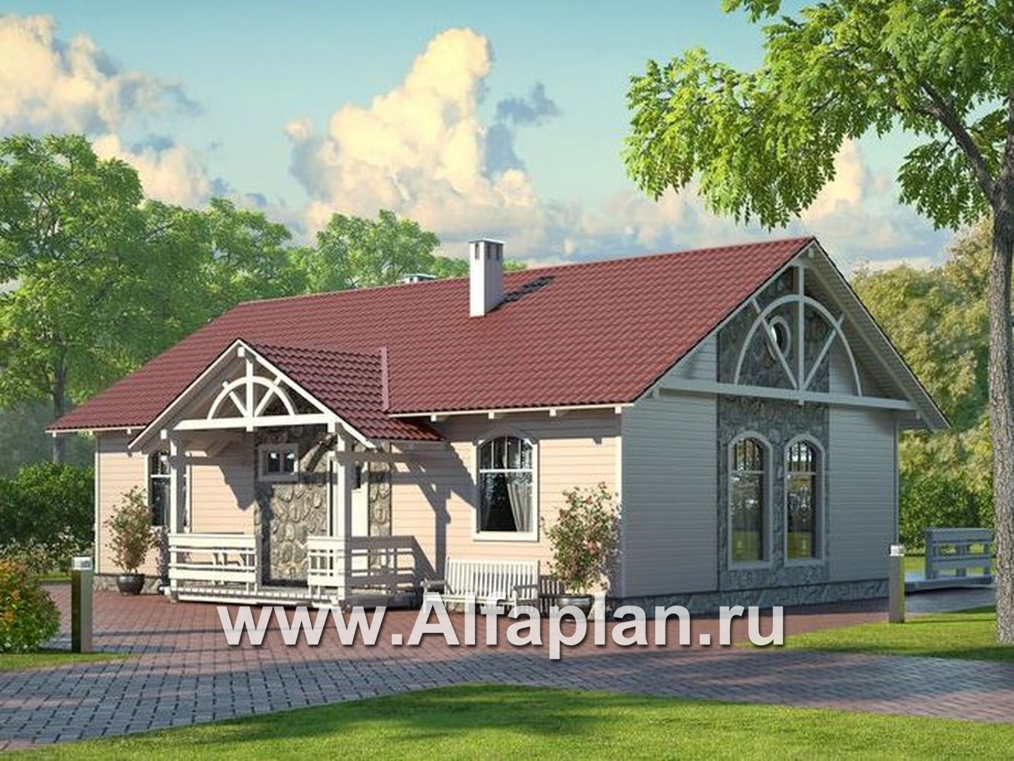 Проекты домов Альфаплан - Небольшой каркасный дом для семейного отдыха - основное изображение