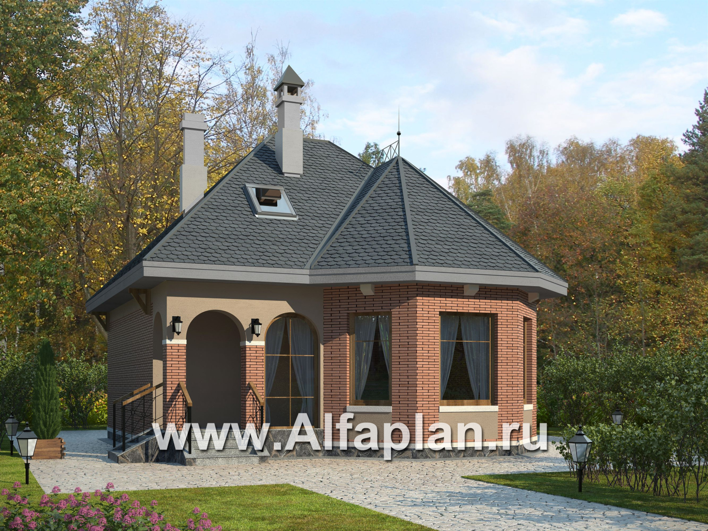 Проекты домов Альфаплан - «Душечка» - небольшой дом с мансардой - дополнительное изображение №1