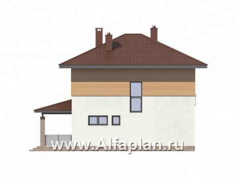 Проекты домов Альфаплан - Двухэтажный экономичный и компактный дом - превью фасада №4