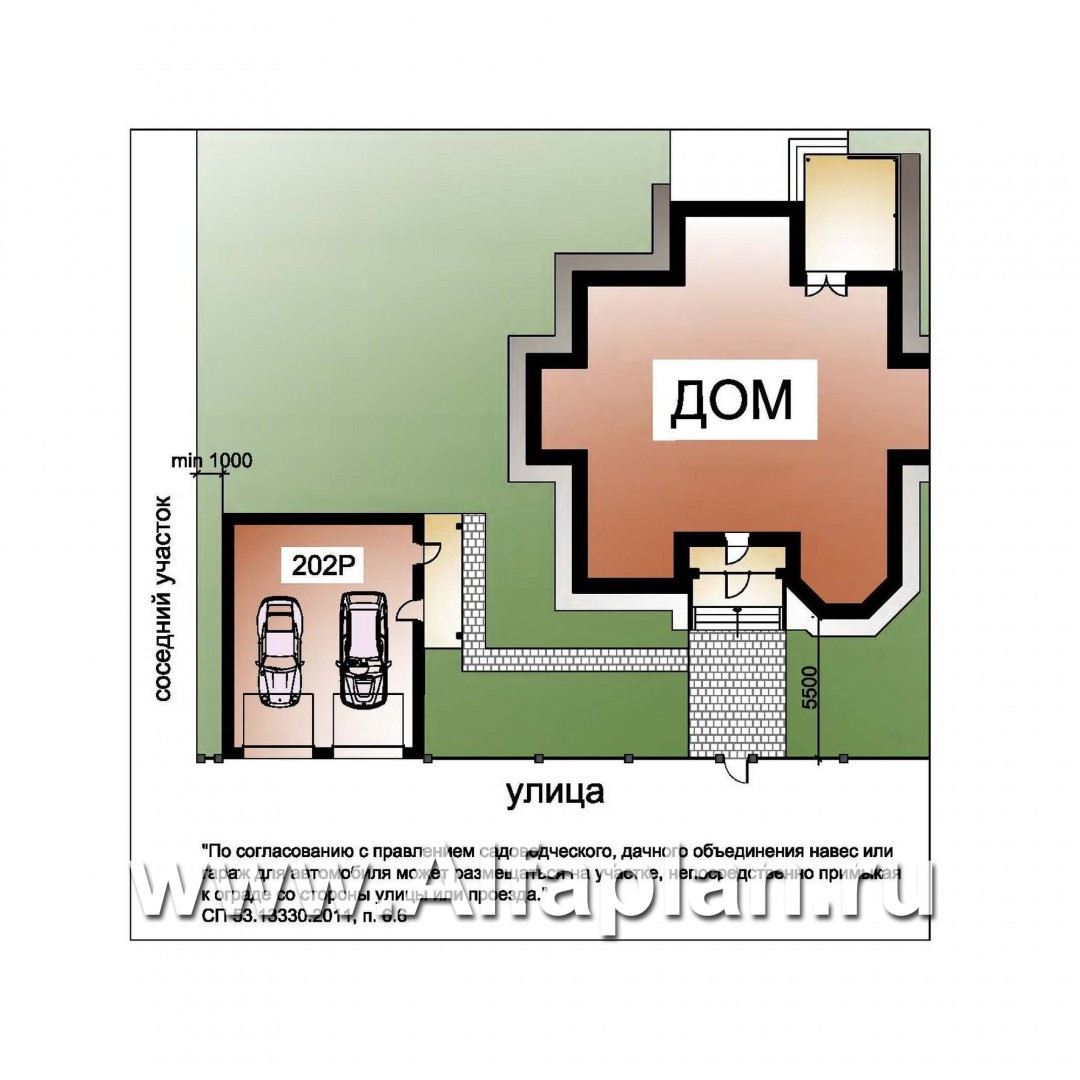 Проект гаража на 2 авто, со студией в  мансарде - дизайн дома №3