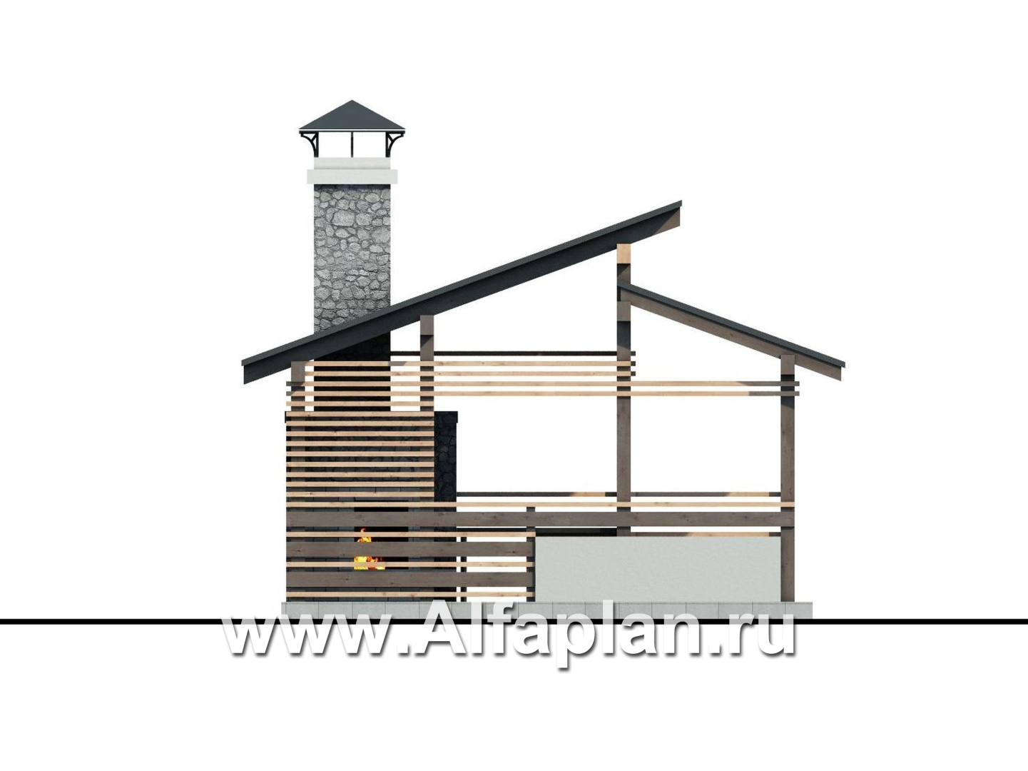 Проекты домов Альфаплан - Летняя кухня, современная элегантная беседка - изображение фасада №3