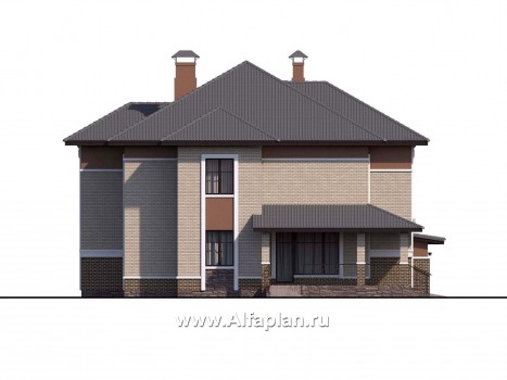 «Тибр» — проект двухэтажного дома, с двусветной гостиной и с террасой, в стиле модерн, с гаражом на 2 авто - превью фасада дома