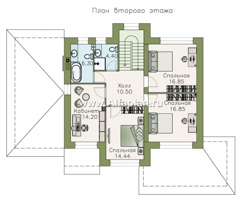 «Арт-Нуво» - проект двухэтажного дома,  с террасой и гражом, в стиле модерн - превью план дома