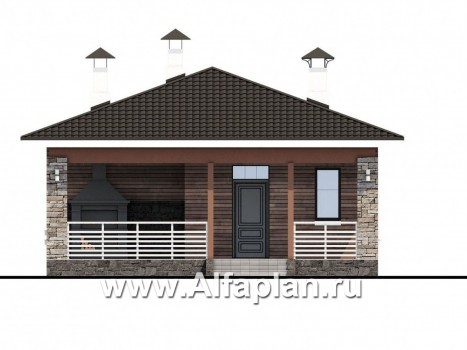 Проекты домов Альфаплан - «Мелета» - уютный одноэтажный дом с тремя спальнями - превью фасада №1