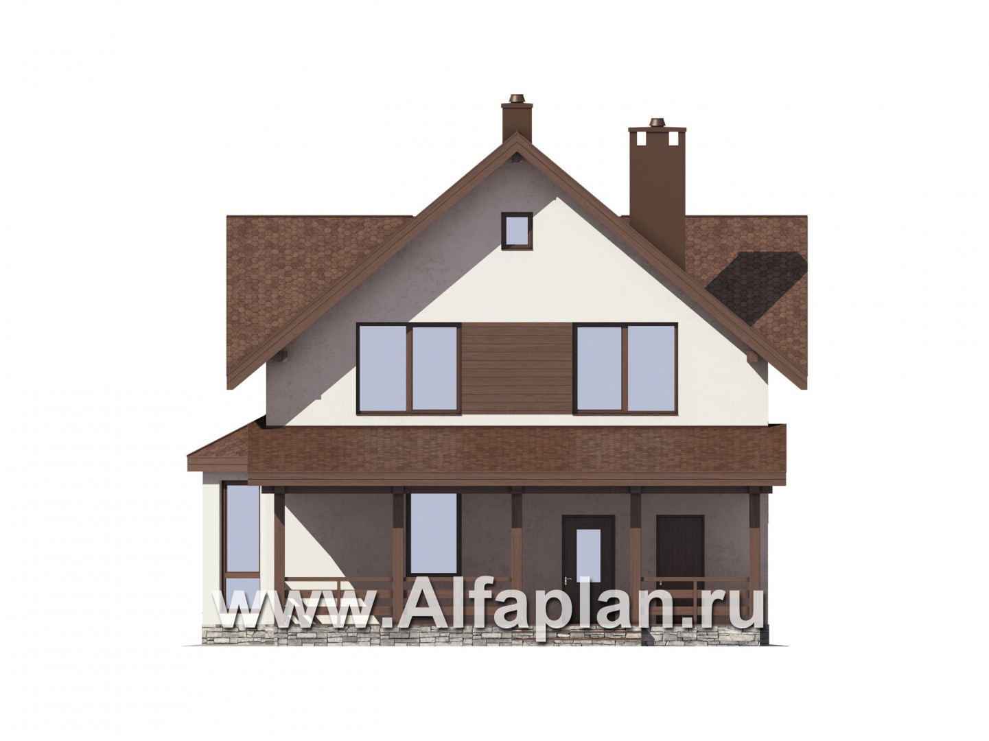 Проекты домов Альфаплан - Экономичный дом для большой семьи - изображение фасада №1