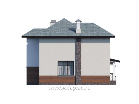 Проекты домов Альфаплан - «Траектория» - современный, компактный дом с гаражом-навесом - превью фасада №3