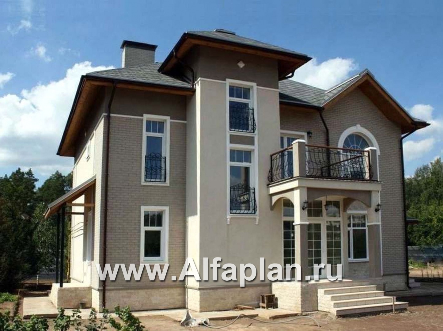 Проекты домов Альфаплан - «Разумовский» - красивый коттедж с элементами стиля модерн - дополнительное изображение №3