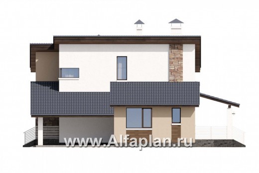 Проекты домов Альфаплан - «Западный бриз» - рациональный дом с удобным планом - превью фасада №2