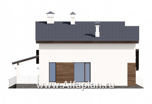 Проекты домов Альфаплан - «Западный бриз» - рациональный дом с удобным планом - превью фасада №3
