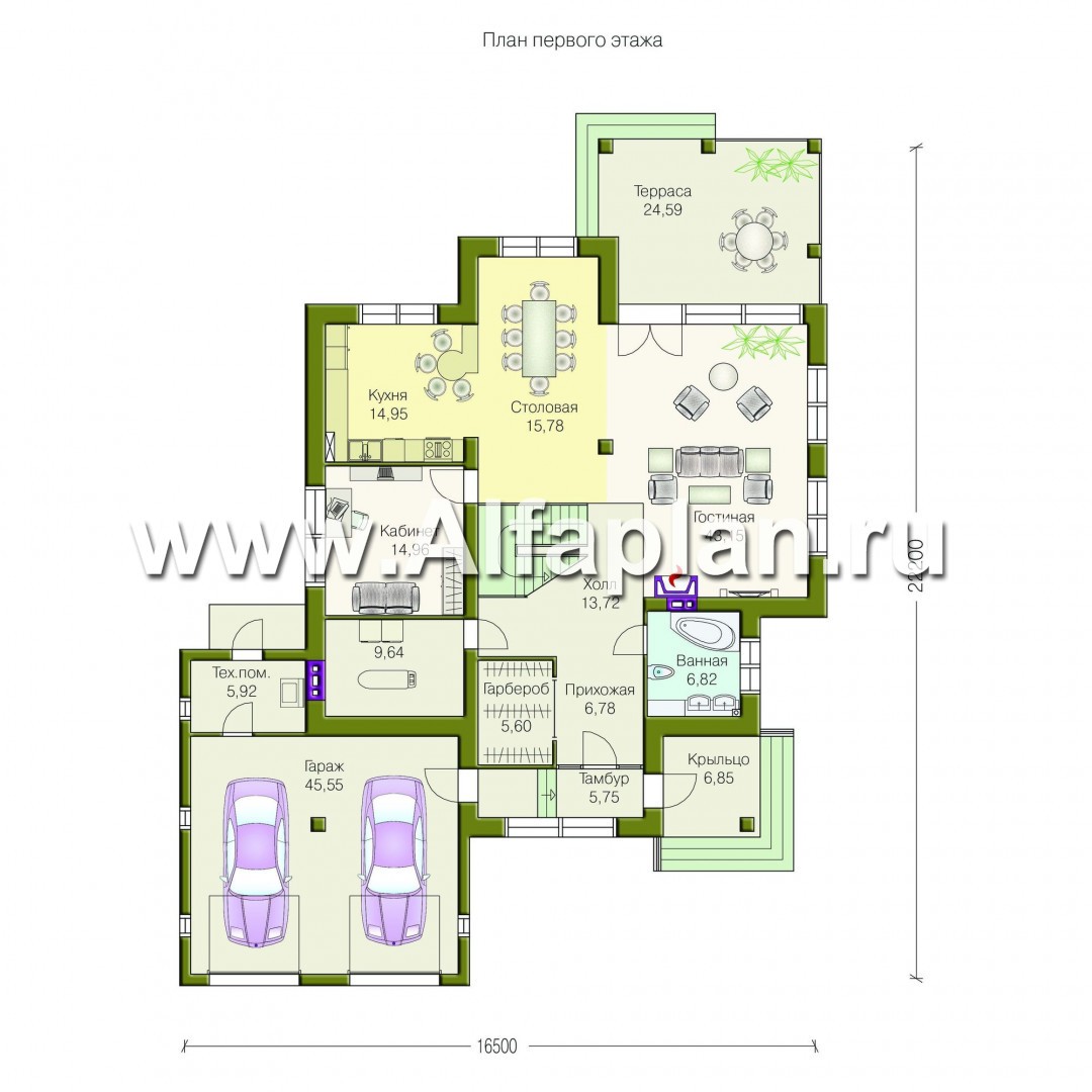 Проекты домов Альфаплан - «Елагин» - классический особняк с комфортной планировкой - план проекта №1