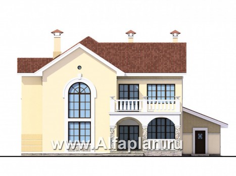 Проекты домов Альфаплан - «Строганов» - респектабельный коттедж с классической архитектурой - превью фасада №4