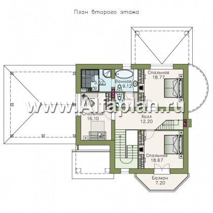 Проекты домов Альфаплан - «Золотая середина» - проект коттеджа с жилой мансардой и навесом для машин - превью плана проекта №2