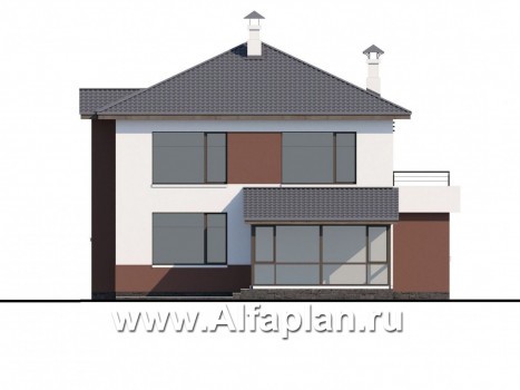 «Выбор» - проект дома из газобетона, с кабинетом и сауной, с планировкой в современном стиле - превью фасада дома