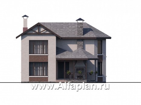 Проекты домов Альфаплан - Двухэтажный дом с эркером - превью фасада №3