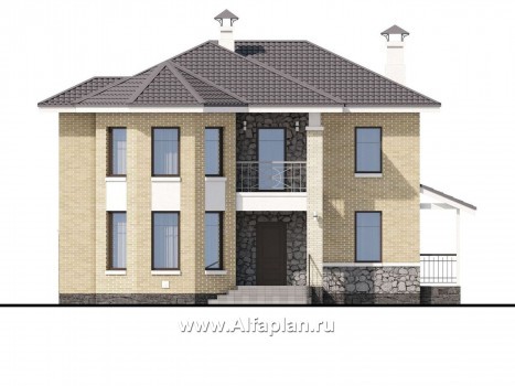 «Благополучие» - проект двухэтажного дома, с открытой планировкой, с эркером и с террасой - превью фасада дома